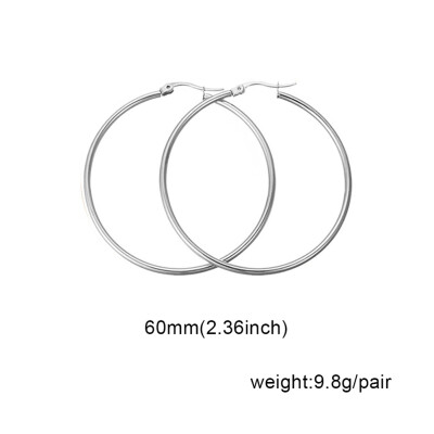 

guangxichuangshengxinfu 1 Pair Sexy Women Stainless Steel Smooth Big Large Hoop Earrings Jewelry