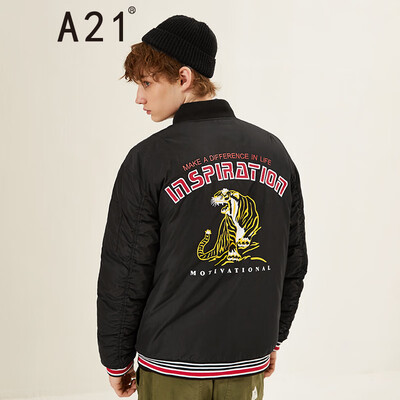 

A21 2018 autumn&winter new mens loose short baseball thin down jacket back printing mens down jacket short paragraph 4841153002 light gray green 17588AL