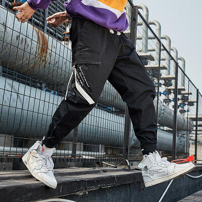 

2019 Autumn Men Harem Hip Pop Multi-pocket Pants Velcro Beam Foot Cargo Pants Loose Hip-hop Sweatpants Joggers Trousers Male