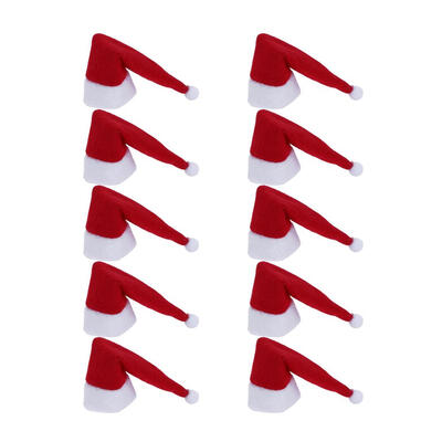 

10pcs Santa Claus Hat Red Wine Soft Christmas Bottle Cover For Christmas
