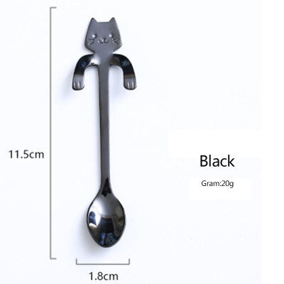 

1Pc Kitchen Cat Shape Cute Stainless Steel Highquality Coffee Soup Mini Long Handle Spoon Kitchen Accessories