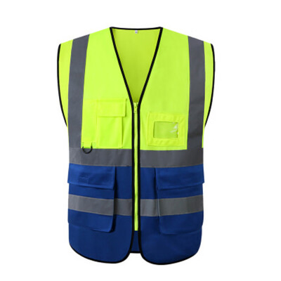 

High Visibility Safety Vest with Pockets Reflective Strips Zipper Security Working Clothes Safety Waistcoat