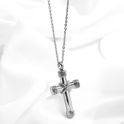 

Titanium Steel Gold Cross Pendant Keepsake Urn Necklace For Ashes Memorial Jewelry Mementos