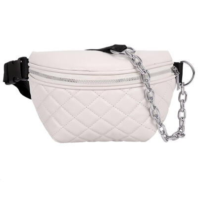 

Fashion Pure Color Sport Women Waist Fanny Packs Leather Lattice Chest Bags