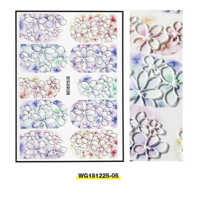 

〖Follure〗1Pcs 6D Engraved Flower Acrylic Nail sticker Nail Stickers Embossed Flower Water