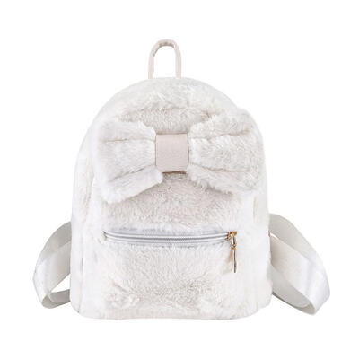 

Solid Faux Fur Backpack Bowknot Women Shoulder Bag Girl School Rucksack