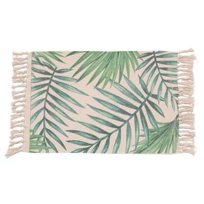 

Toponeto Bohemian Hand-woven Cotton Linen Plant Printing Dyeing Decorative Mat 60X90CM