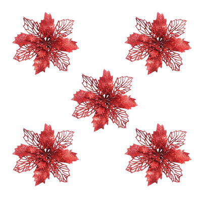 

〖Follure〗Christmas Tree Ornaments Christmas Simulation Flower Xmas Ornament 5Pcs