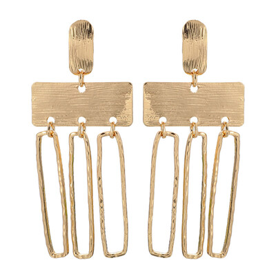 

Fashion Triple Rectangle Pendant Geometric Statement Women Stud Earrings Jewelry