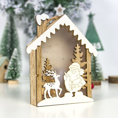 

Siaonvr LED Light Wood House Cute Christmas Tree Hanging Ornaments Holiday Decoration