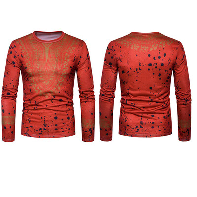 

African Tribal Shirt Men Dashiki Print Succinct Hippie Top Blouse Clothing