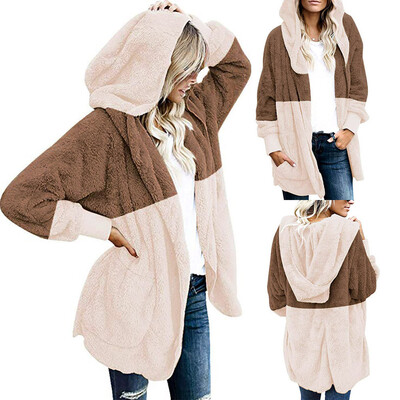 

Roseonmyhand Womens Oversized Open Front Hooded Draped Pockets Cardigan Coat