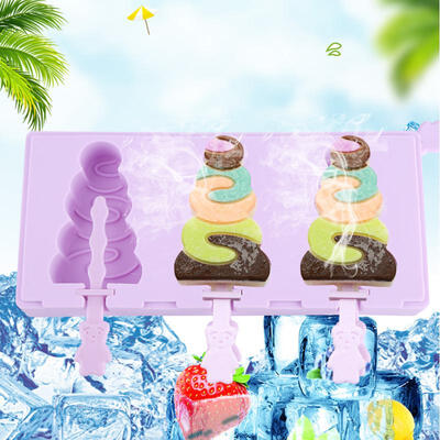 

Greensen Silicone DIY Ice Cream Maker Popsicle Lolly Mold Ice Cube Tray Pan Christmas Tree 3 Cavities