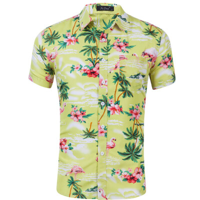 

Hawaiian Shirt Mens Allover Coconut Tree Print Beach Aloha Party New