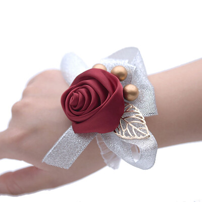 

Bride Bridesmaid Wrist Flower Hand Ribbon Rose Flowers Wedding Supplies Decor