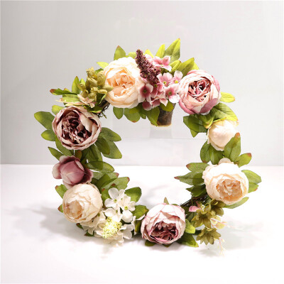 

Artificial Simulation Peony Flower Door Wall Hanging Wreath 40cm Xmas Home Decor