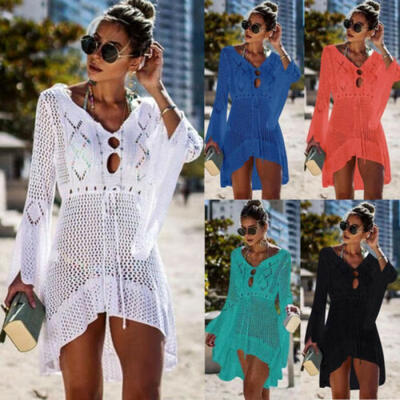 

Women Lace Crochet Bikini Cover Up Swimwear Bathing Suit Summer Beach Mini Dress