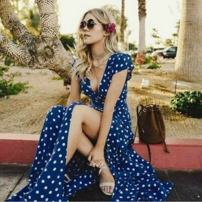 

Women Boho Long Maxi Dress Summer Beach Evening Cocktail Party Floral Sundress