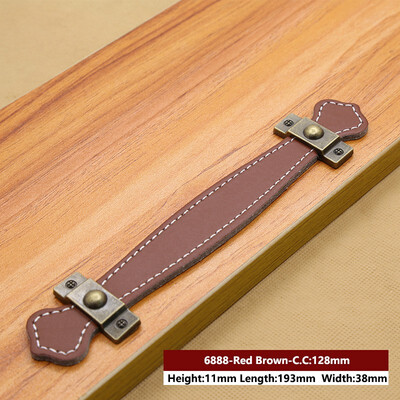 

JD Leather Handle Bag Handle Drawer Door Knob Brown Black Furniture Handle Hardware Decoration Zinc Alloy