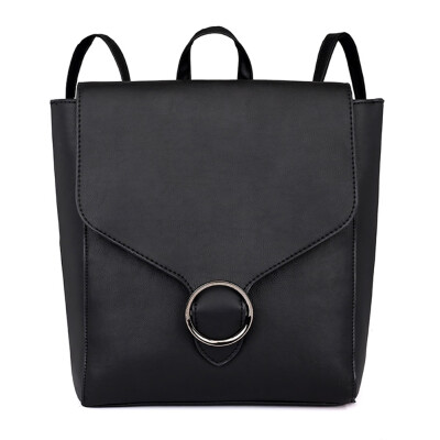 

Tailored Vintage Women Student Pure Color Leather Shoulder Bag School Bag Tote Backpack