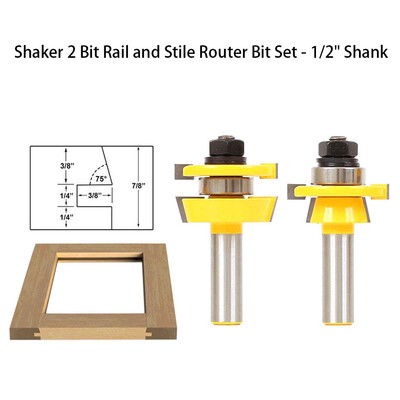 

〖Follure〗Shaker 2 Bit Rail&Stile Router Bit Set - 12 Shank