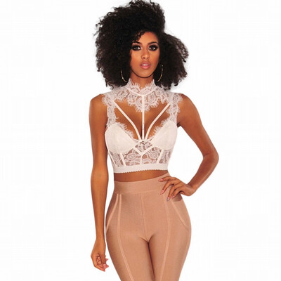 

Sleeveless lace with a buttoned bra top