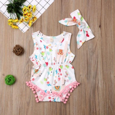 

Newborn Baby Girl Sleeveless Romper Jumpsuit Sunsuit Bodysuit Clothes Outfit 0-24M