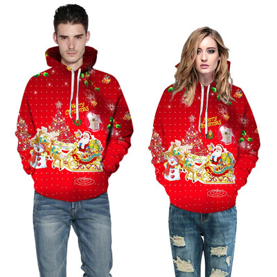 

Toponeto New Christmas Style Couples Christmas 3D Printed Long Sleeve Hat Blouse