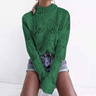 

Autumn And Winter New Fashion Ladies Sexy Hollow High-Neck Sweater Woman Long Sleeved