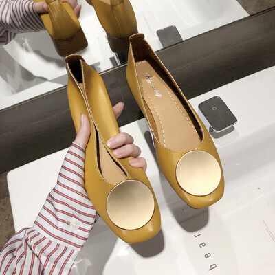 

Chic Gentle Fairy Wind Single Shoes Female Summer Academy Wind Round Button Grandma Shoes