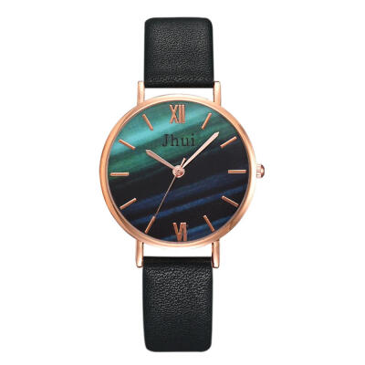 

Woman Watch Simple Dark Green Water Color Dial Leather Strap Ladies Jewelry Top Brand Fashion Casual Wristwatch Montre Femme