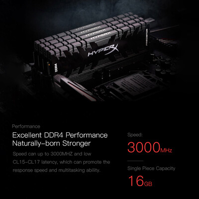 

HyperX Kingston Technology Predator Black 32GBKit of 2 DDR4 3000MHz RAM Gaming Memory CL15 135V DIMM 288-pin XMP HX430C15PB3K