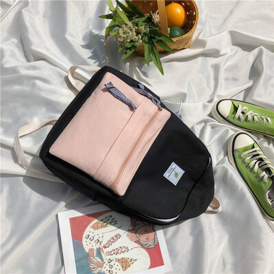 

Japanese double shoulder bag female bump color junior high school students bag female Korean version ulzzang high school student b
