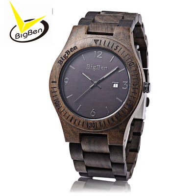 

BigBen B01 Men Analog Quartz All-Wooden Watch Date Display Wristwatch