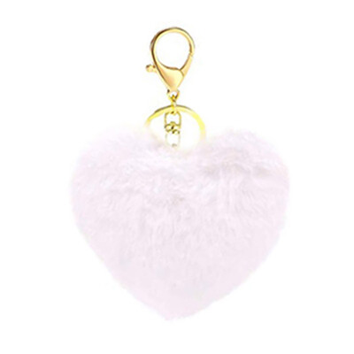 

Plush KeychainFluffy Keyring Soft Plush Heart Shape Charm Ring Keyfob Balls Bag Car Key Pendant Keychain Decoration Pink