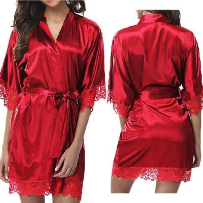 

Sexy Womens Ladies Bride Kimono Robe Satin Night Dress Gown Sleepwear