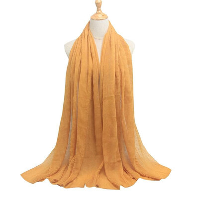 

Women Solid Pleated Scarf Hijabs Oversized Large Muslim Middle East Islam Long Scarves Shawls