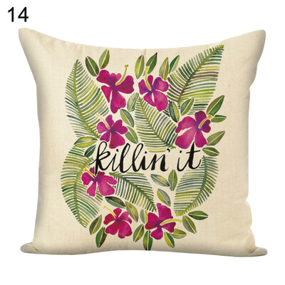 

Letters Flower Green Plants Square Pillow Case Cushion Cover Sofa Bed Car Decor