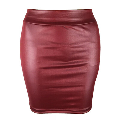 

Womens Hips Wrapped Faux Leather Sexy Mini Skirt Business Office Work Bottoms