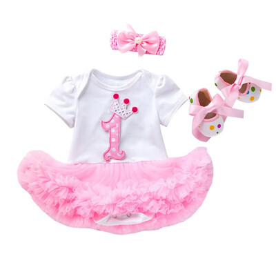 

Summerborn Baby Girls Onesie Sweet Cute Comfrotable Breathable Cotton Mesh Design OnesieHeadbandShoes Bodysuit