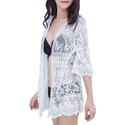 

Toponeto Women Ladies Lace Cardigan Tied Rope Cardigan Jacket Bikini Beach Cardigan