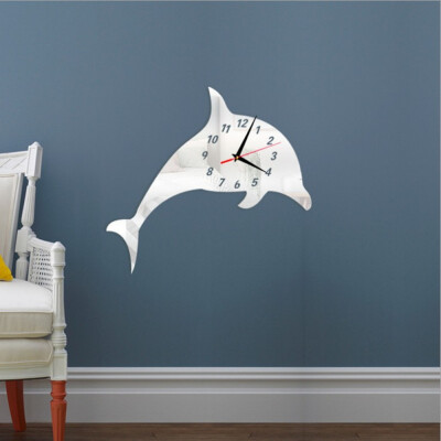 

〖Follure〗Mirror Surface Dolphin Wall Sticker DIY Mirror Wall Clock