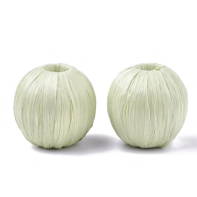

Handmade Raffia Woven Beads with Wood Inside Round LightGreen 2830x2830mm Hole 9mm