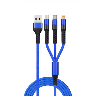 

3 In 1 Multi Charging Charger Cable With USB Tpye-C Micro USB Lightning For Android IPhone - 1M