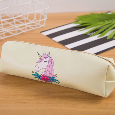 

Pu Leather Pencil Bag Student Cute Rainbow Unicorn Pen Bag Creative Zipper Pen Bag Korean Stationeries Student School Accessories