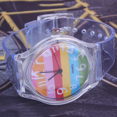 

Childrens cartoon fruit pattern transparent jelly strap watch student small gift watch