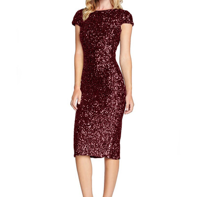 

〖Follure〗Womens Sparkle Glitzy Glam Sequin Short Sleeve Flapper Party Club Dress