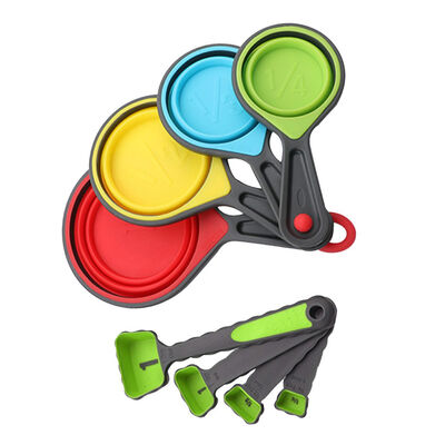 

8 Pcs Bake Measuring Cups Measuring Spoons Set Collapsible Measuring Cups Kitchen Set for Dry Liquid Ingredients