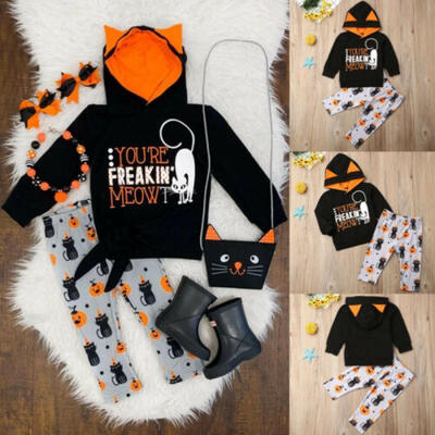 

Halloween Kid Baby Girl Costume Hoodie Tops Sweatshirt Pumpkin Long Pants Outfit