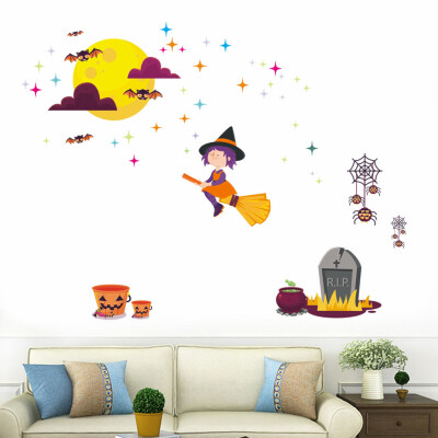 

〖Follure〗Halloween Cute Witch PVC Sticker Wall Sticker Living Room Decoration